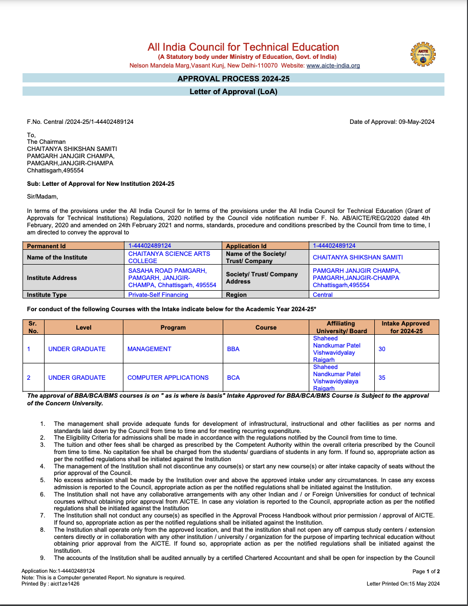 AICTE Approval Document
